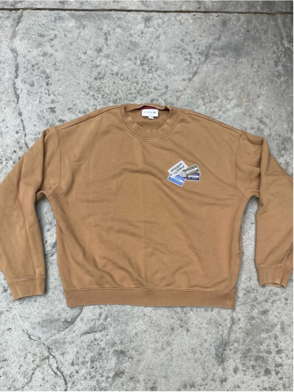 Lacoste Camel Graphic Logo Crewneck Sweatshirt Loose Fit lCotton Fleece Streetwe